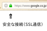 URLバーにSSL通信であることを示すアイコンが表示されている